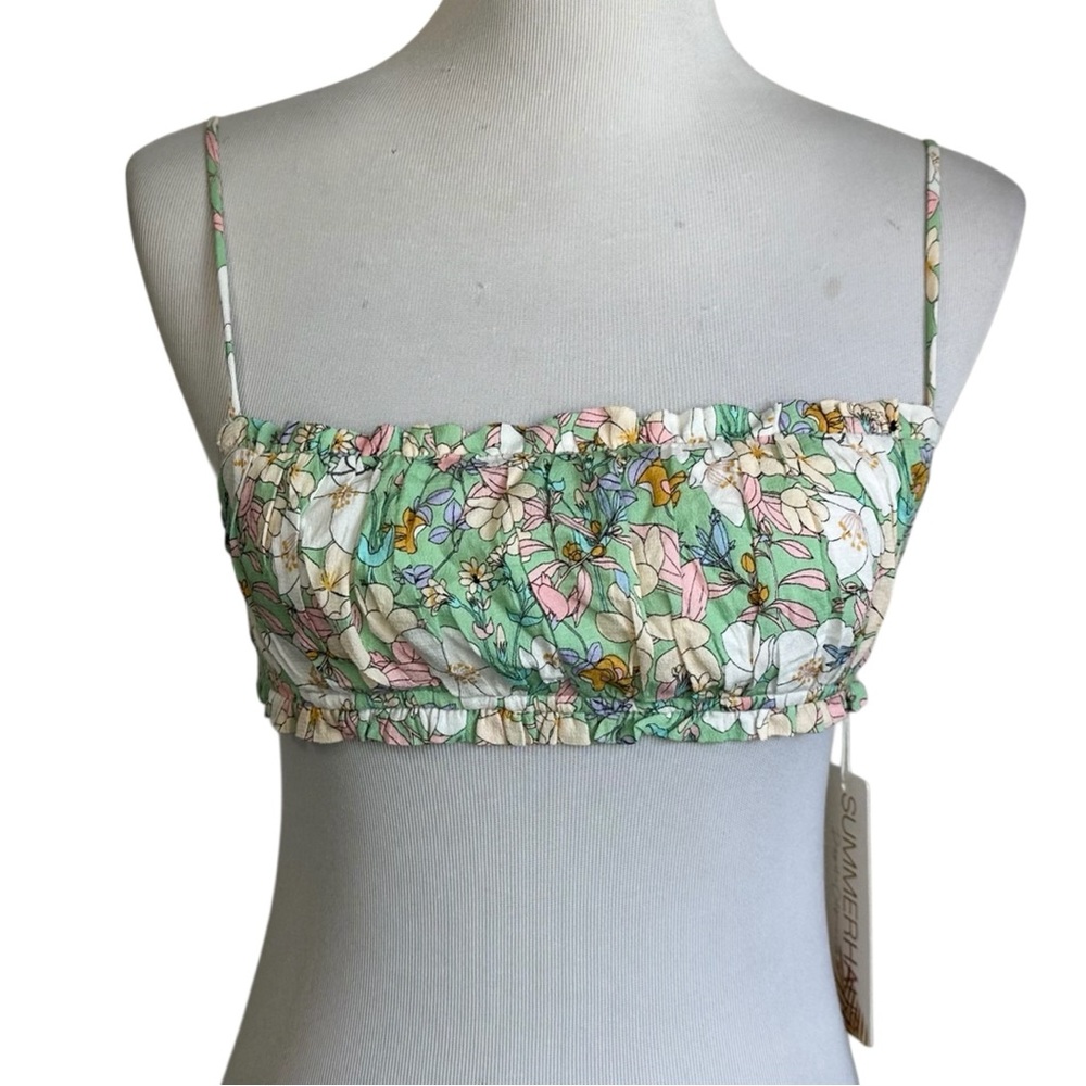 Summerhaus Womens Lucy Floral Crop Top Sz Small Multicolor Strappy NEW
